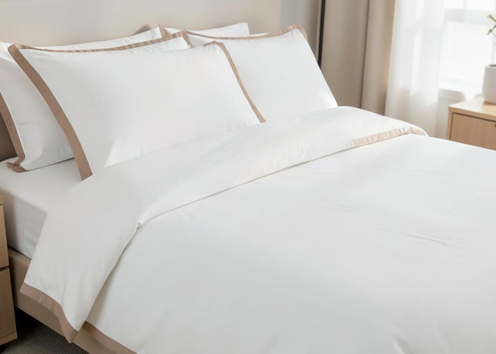 Sleep City "Cosmopolitan 300TC Sateen" Duvet Cover Set w/ Oxford edge Champagne Boarder