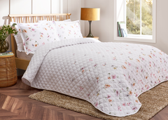 Christy "Arabella Cream" Bedspread & Pair Pillow sham Quilted in Multi