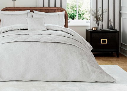 Bedeck of Belfast "Ashleigh" Duvet Cover and Oxford Pillowcase in Platinum