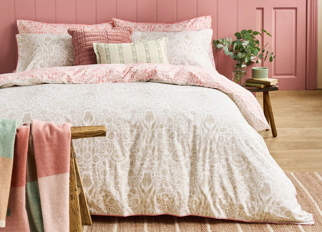 Laura Ashley "Ashstead Damask" Duvet Cover Set in Natural Coral