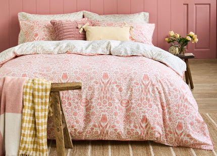 Laura Ashley "Ashstead Damask" Duvet Cover Set in Natural Coral