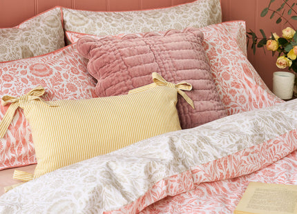 Laura Ashley "Ashstead Damask" Duvet Cover Set in Natural Coral
