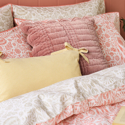 Laura Ashley "Ashstead Damask" Duvet Cover Set in Natural Coral