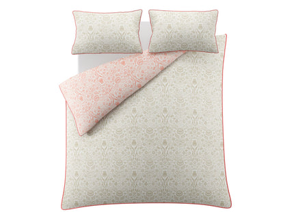 Laura Ashley "Ashstead Damask" Duvet Cover Set in Natural Coral