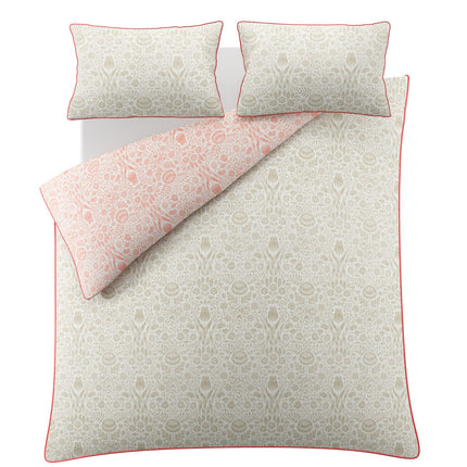 Laura Ashley "Ashstead Damask" Duvet Cover Set in Natural Coral