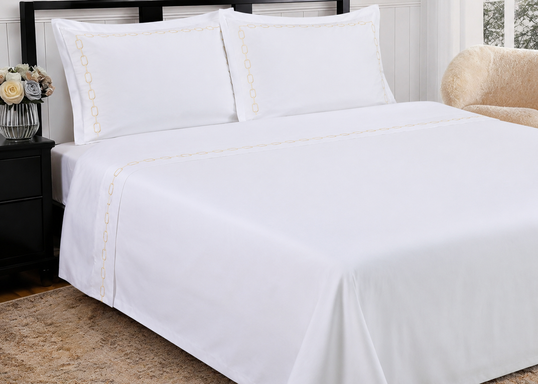 Linen Obsession "Athena" Flat Sheet in Gold