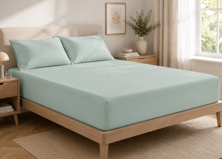 Bedeck of Belfast "400 TC Fine Linens Sateen" Fitted Sheet in Celladon