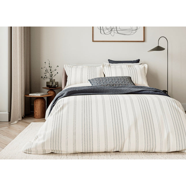 Bedeck of Belfast "Nena" Woven Stripe Duvet Cover Set in Denim