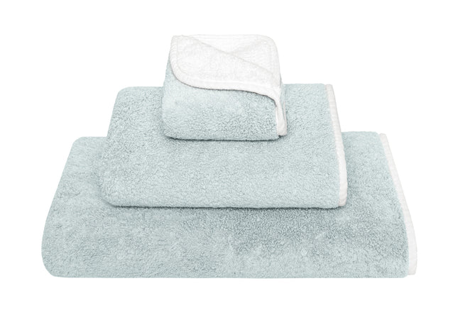 Graccioza "Bicolore" Bath Towels Collection in Sea Mist/White