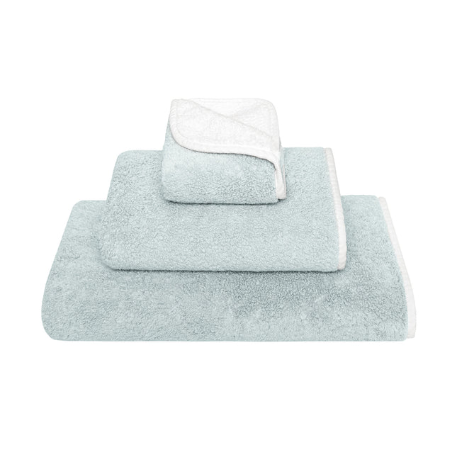 Graccioza "Bicolore" Bath Towels Collection in Sea Mist/White