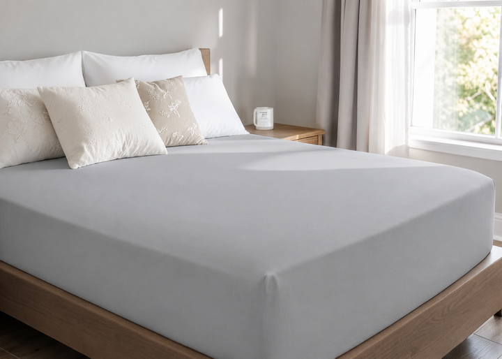 Bedeck of Belfast "400 TC Fine Linens Sateen" Fitted Sheet in Silver