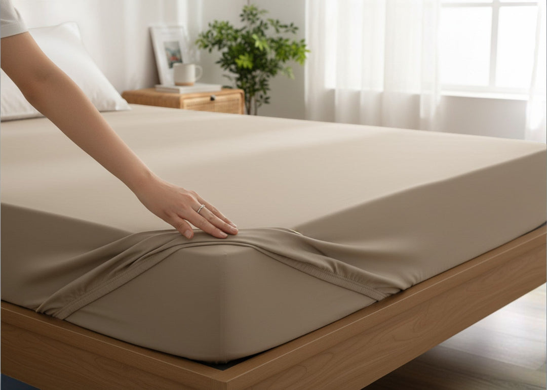 Bedeck of Belfast "400 TC Fine Linens Sateen" Fitted Sheet in Truffle