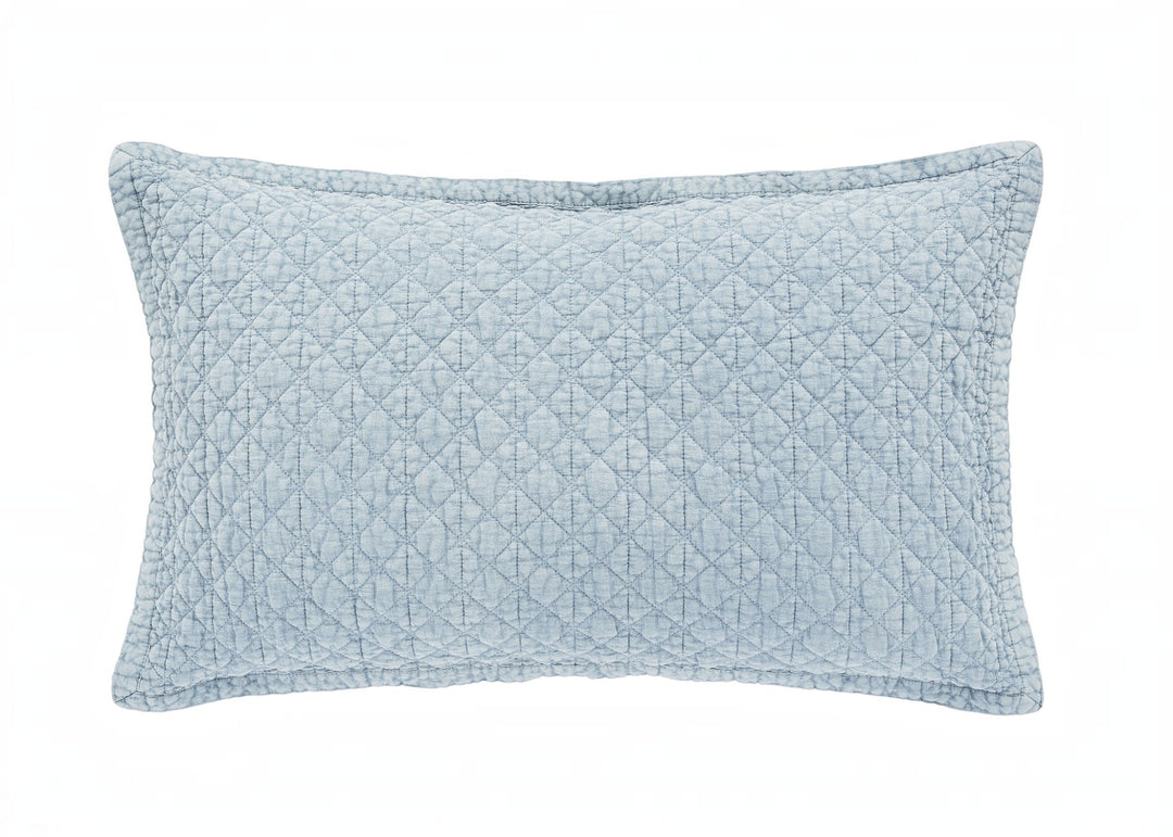 Bedeck of Belfast "Stonewashed Cotton" Quilted Pillowcase in Blue