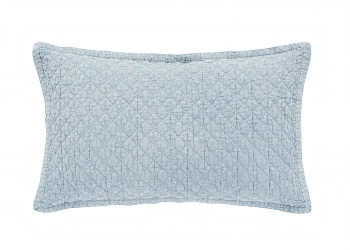 Bedeck of Belfast "Stonewashed Cotton" Quilted Pillowcase in Blue