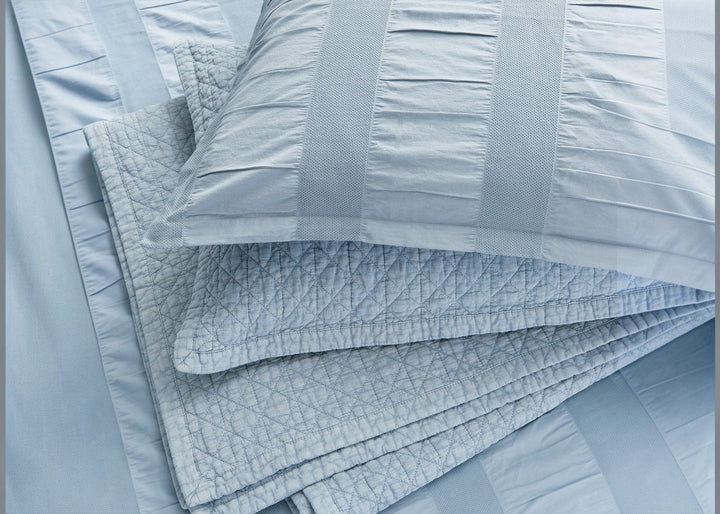 Bedeck of Belfast "Woven Waffle Stripe" Duvet Cover Set in Blue