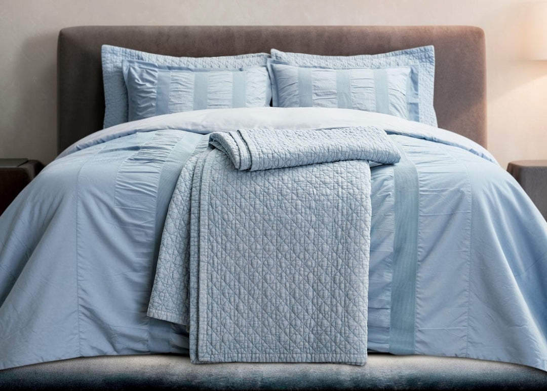 Bedeck of Belfast "Stonewashed Cotton" Quilted Throw in Blue