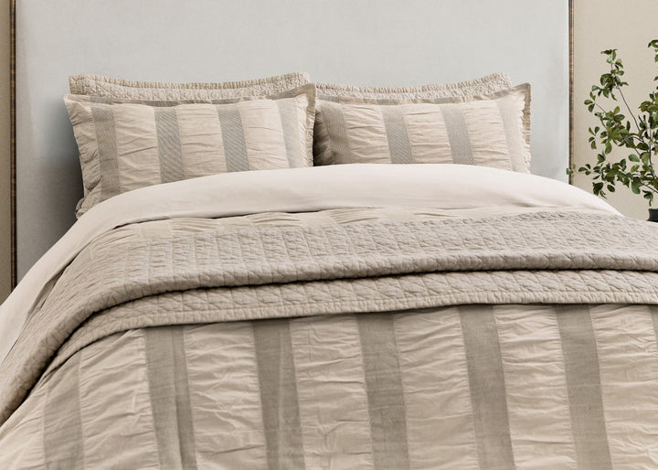 Bedeck of Belfast "Woven Waffle Stripe" Duvet Cover Set in Linen