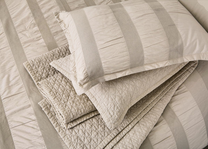 Bedeck of Belfast "Woven Waffle Stripe" Duvet Cover Set in Linen