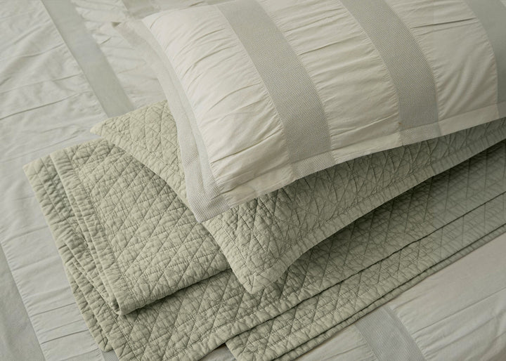 Bedeck of Belfast "Stonewashed Cotton" Quilted Throw in Sage