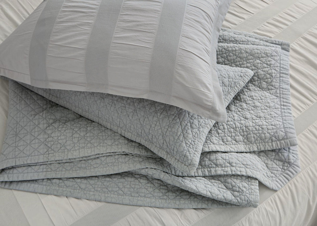 Bedeck of Belfast "Stonewashed Cotton" Quilted Throw in Silver