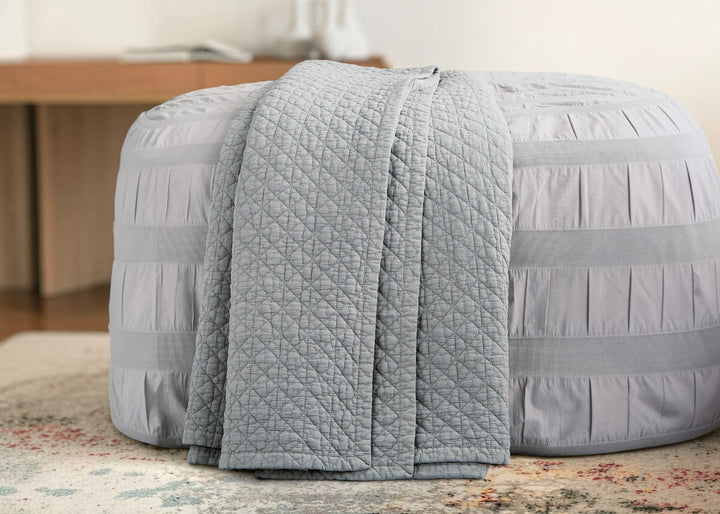 Bedeck of Belfast "Stonewashed Cotton" Quilted Throw in Silver