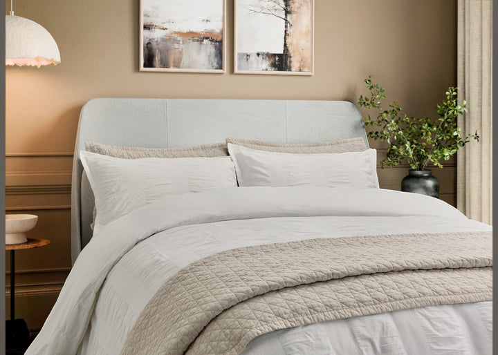 Bedeck of Belfast "Woven Waffle Stripe" Duvet Cover Set in White
