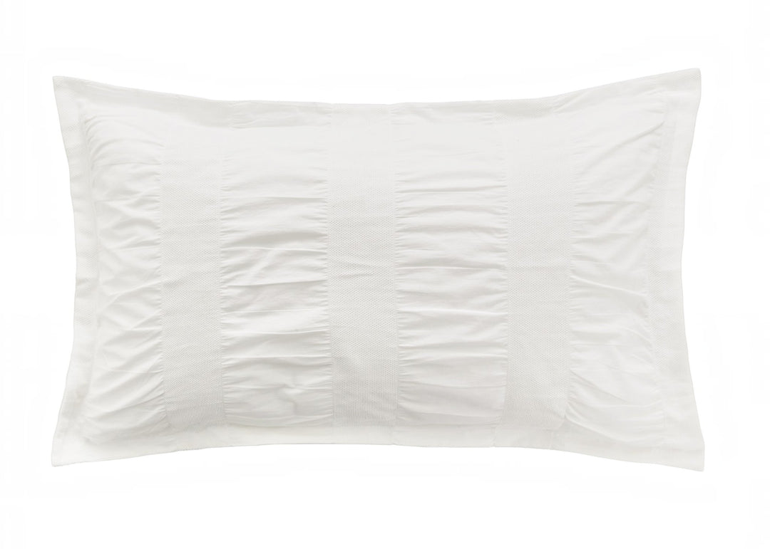 Bedeck of Belfast "Woven Waffle Stripe" Duvet Cover Set in White