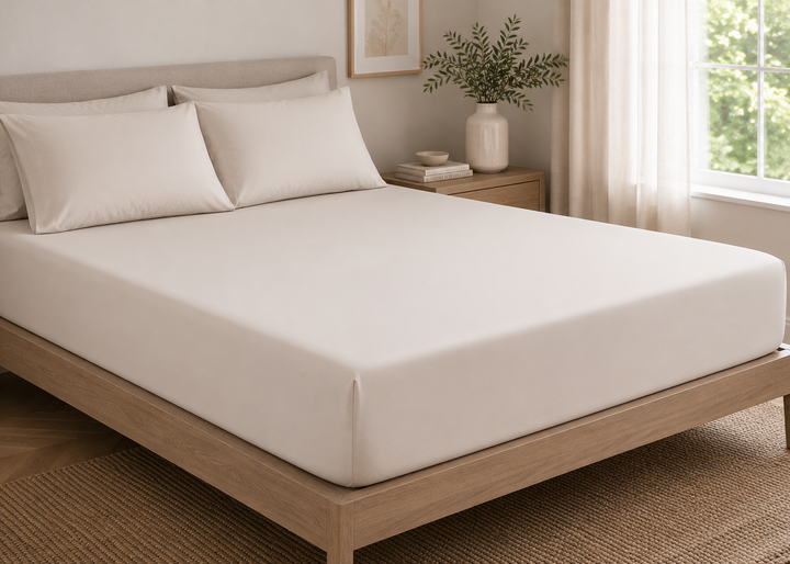 Bedeck of Belfast "400 TC Fine Linens Sateen" Fitted Sheet in Chalk