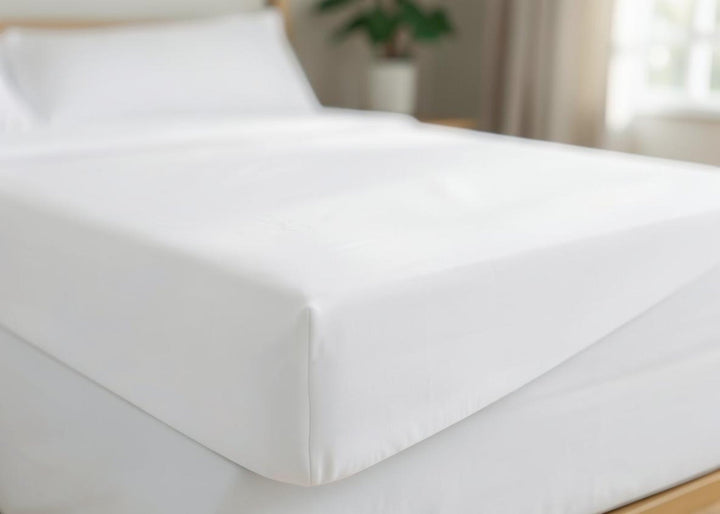 Bedeck of Belfast "400 TC Fine Linens Sateen" Fitted Sheet in White