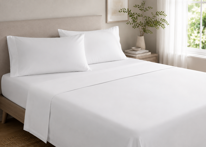 Bedeck of Belfast "400 TC Fine Linens Sateen" Flat Sheet in White
