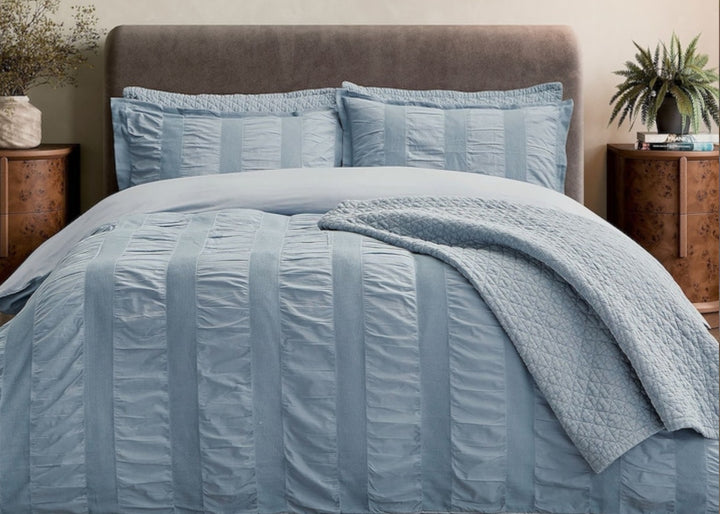 Bedeck of Belfast "Stonewashed Cotton" Quilted Throw in Blue