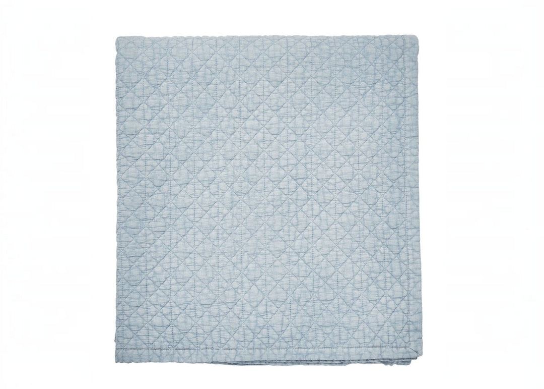 Bedeck of Belfast "Stonewashed Cotton" Quilted Throw in Blue