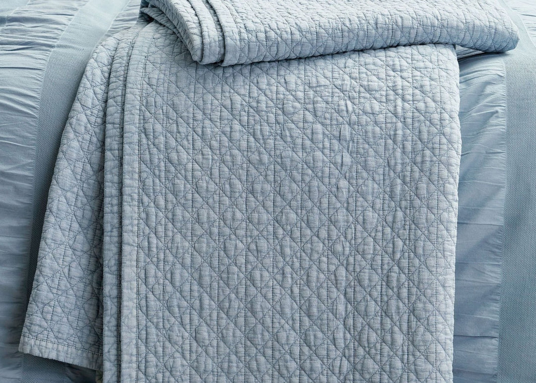 Bedeck of Belfast "Stonewashed Cotton" Quilted Throw in Blue