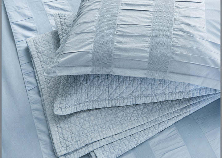 Bedeck of Belfast "Stonewashed Cotton" Quilted Throw in Blue