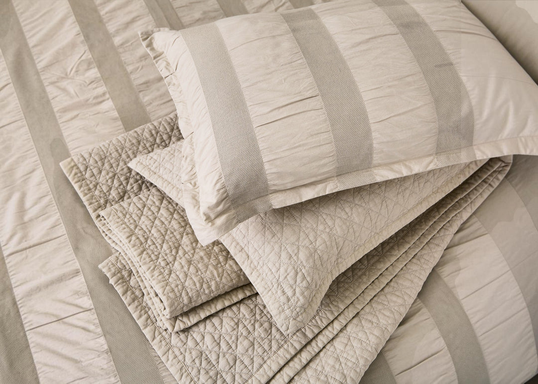 Bedeck of Belfast "Stonewashed Cotton" Quilted Throw in Linen