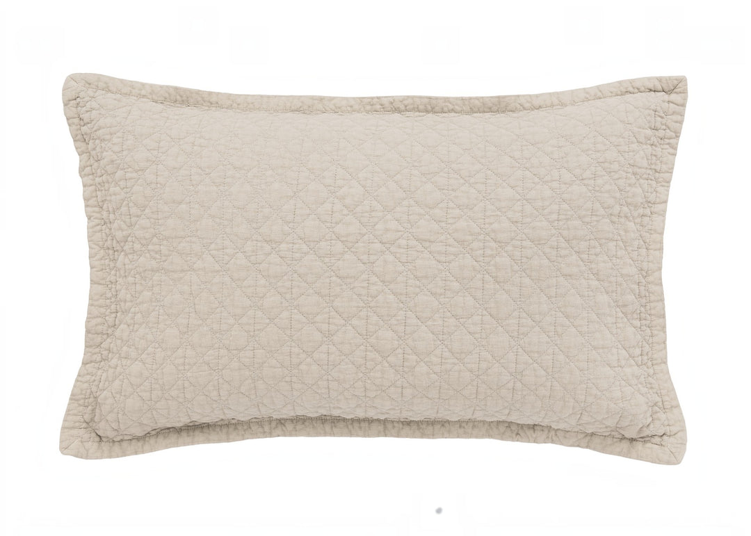 Bedeck of Belfast "Stonewashed Cotton" Quilted Pillowcase in Linen