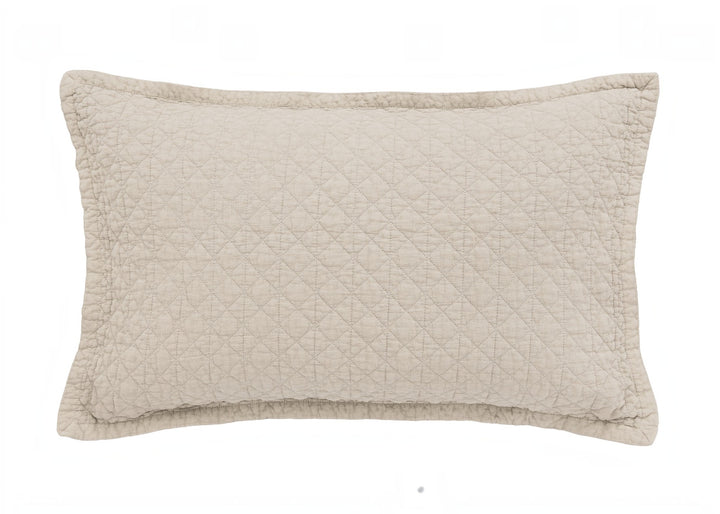 Bedeck of Belfast "Stonewashed Cotton" Quilted Pillowcase in Linen