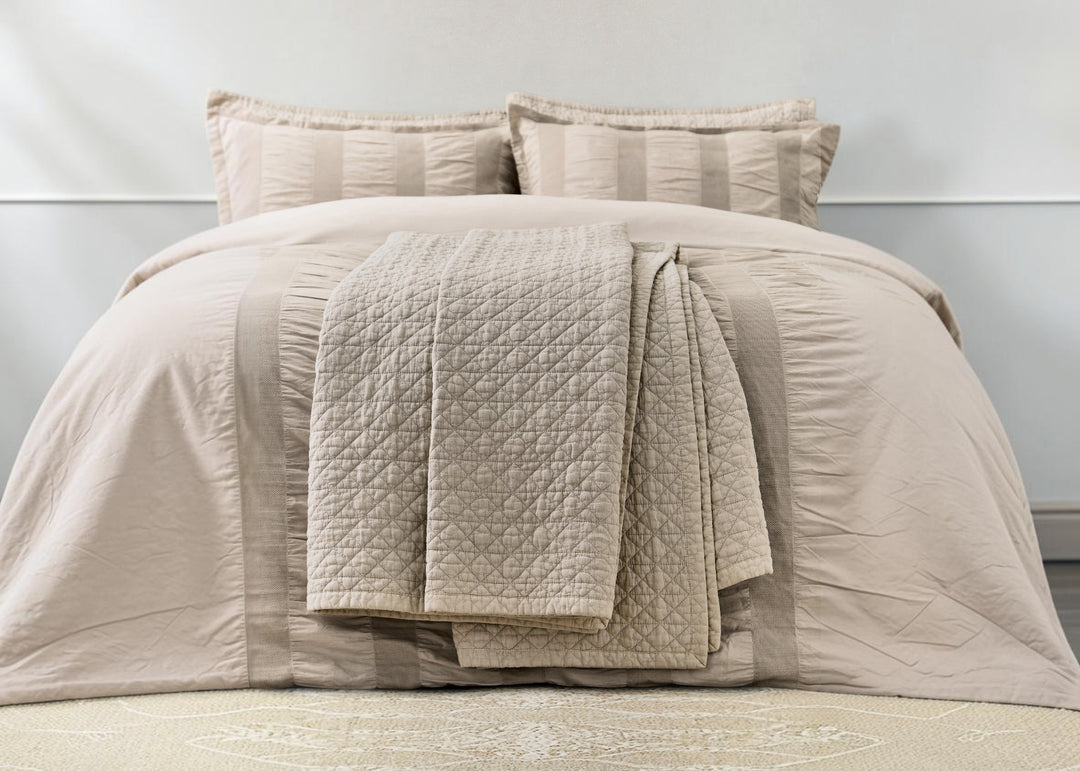 Bedeck of Belfast "Stonewashed Cotton" Quilted Throw in Linen