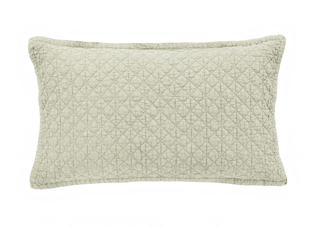 Bedeck of Belfast "Stonewashed Cotton" Quilted Pillowcase in Sage