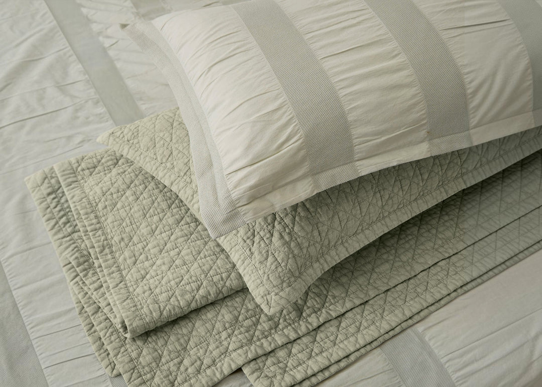 Bedeck of Belfast "Stonewashed Cotton" Quilted Pillowcase in Sage