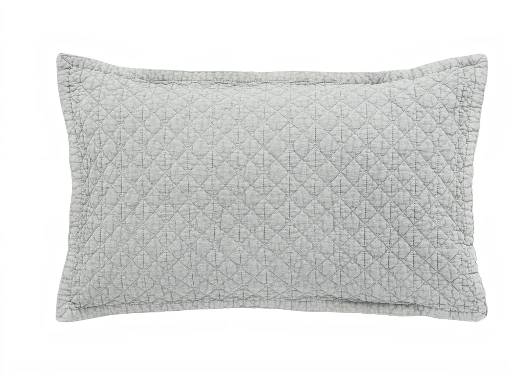 Bedeck of Belfast "Stonewashed Cotton" Quilted Pillowcase in Silver