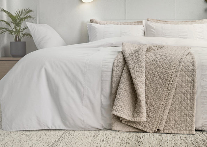 Bedeck of Belfast "Stonewashed Cotton" Quilted Throw in Linen