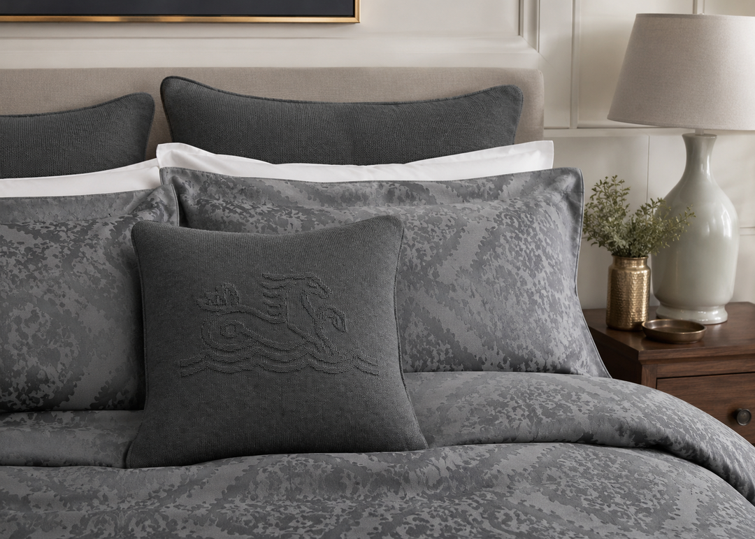 Bedeck of Belfast "Signature Knit" Decorative Cushion in Charcoal
