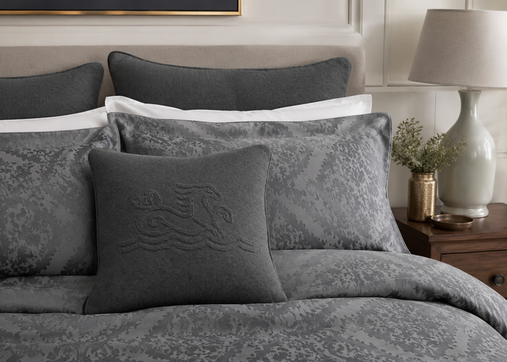 Bedeck of Belfast "Signature Knit" Decorative Cushion in Charcoal