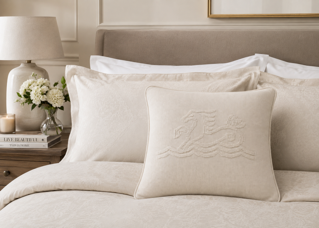 Bedeck of Belfast "Signature Knit" Decorative Cushion in Linen
