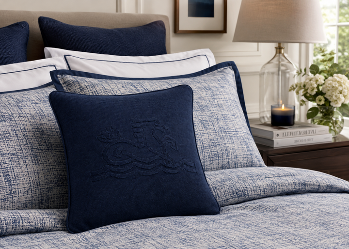 Bedeck of Belfast "Signature Knit" Decorative Cushion in Midnight