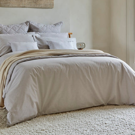 Christy "Stornoway" Cotton Bed Spread with Pillowcase in Stone (Beige)