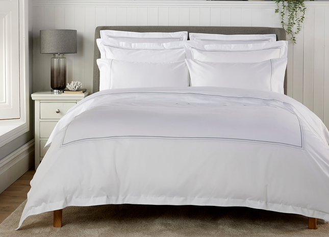Christy "500TC Luxury Supima" Bed Linen with Duck Egg Triple Embroidery