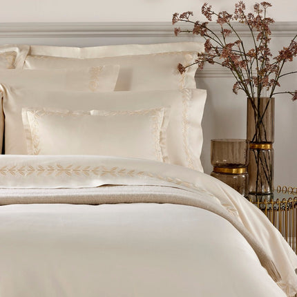 Christy "Clarendon" 300TC Bedding with Leaf Embroidery in Cream