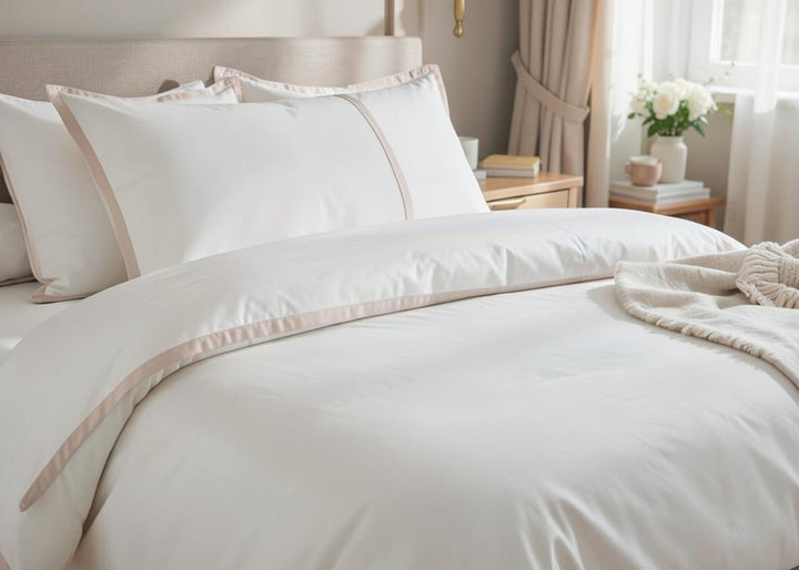 Sleep City "Cosmopolitan 300TC Sateen" Duvet Cover Set w/ Oxford edge Cream Boarder